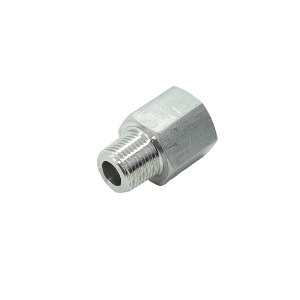 Adaptateur manomètre en inox 304 barstock robuste 3/8 NPT mâle et 1/2 NPT femelle