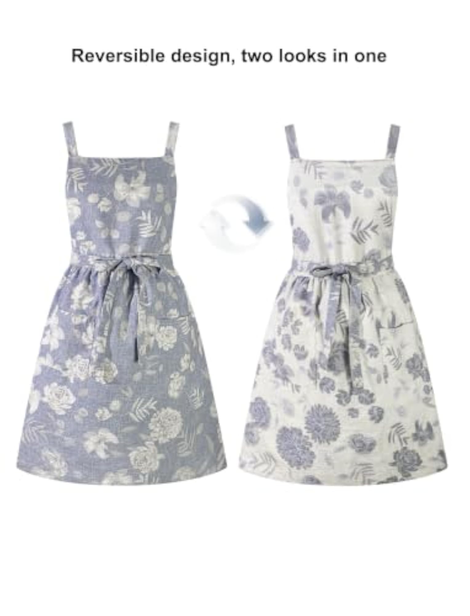 Vintage Reversible Aprons for Women with Pockets