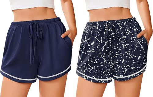 Image of Ekouaer Pajama Shorts for Women 2026 Soft Sleep Shorts Casual Lounge Shorts Comfy Pj Bottoms with Pockets