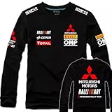 三菱レーシング JDM 長袖 Evo 改造車愛好家メンズオートバイ Tシャツトップ服(黑,3XL)