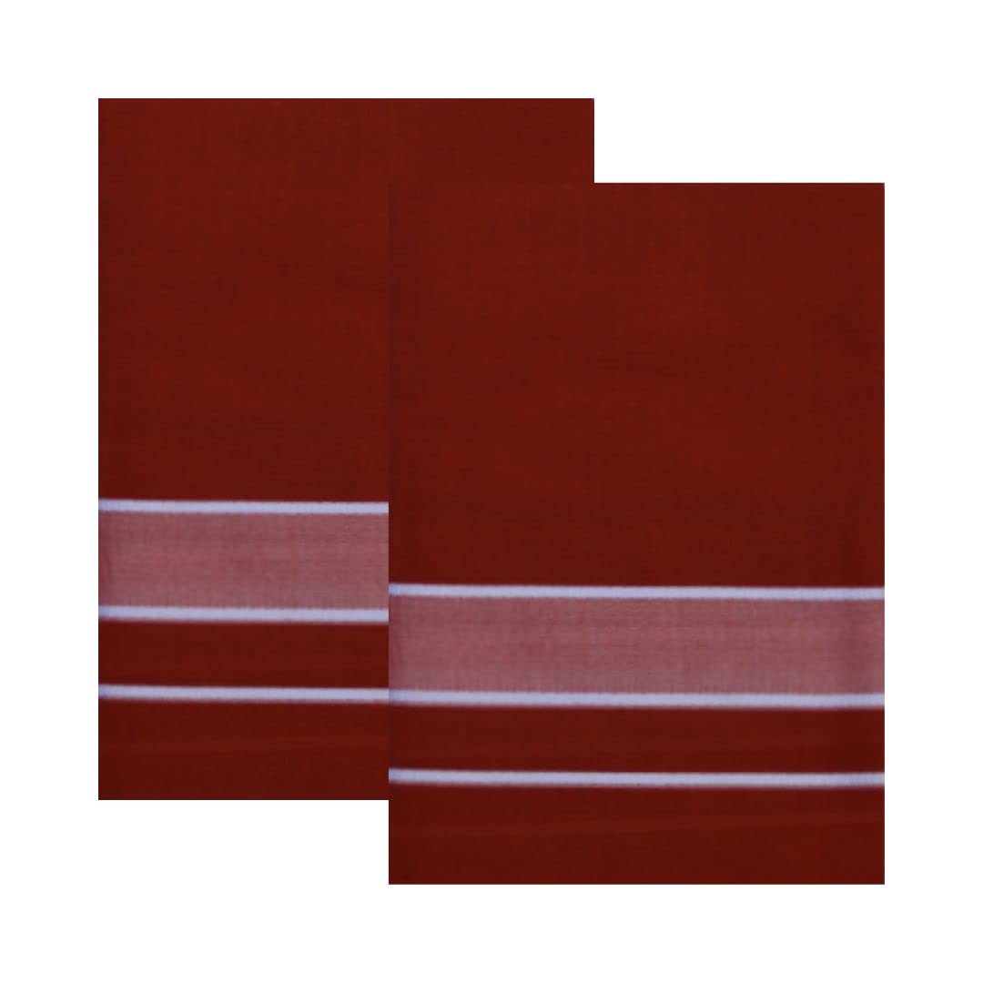 Color Kerala Style (Mundus) Dhotis for Men Kaavi and Kaavi (Saffron) (Free Size Assorted Veshti (Kaili) Pack of 2-picture-17