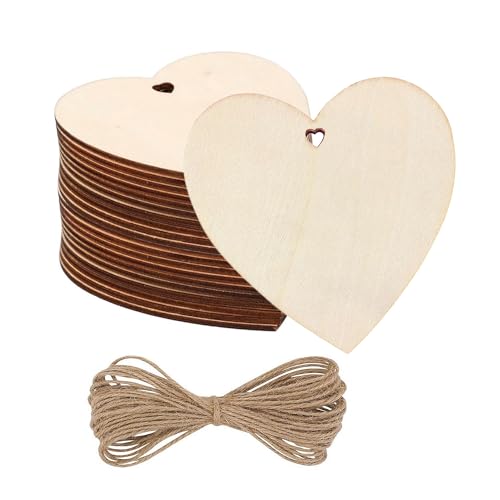 Corazones Madera,20 pcs 10cm Corazones de Madera Rodajas de Mader...