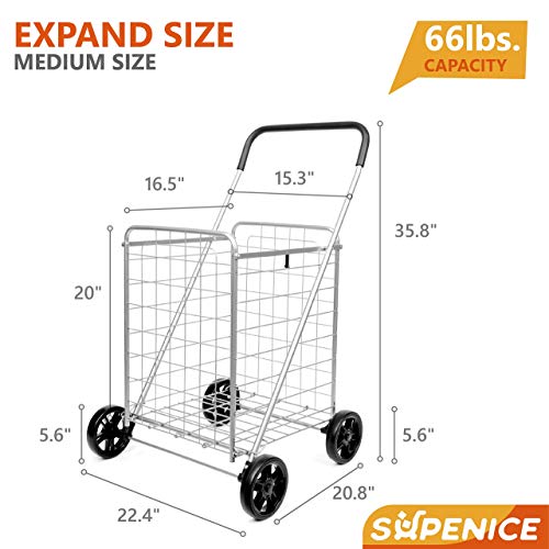 Supenice Deluxe Folding Cart With Double Basket -Deluxe Utility Cart With Oversized Basket thumb #2