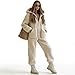 Fleece Jumpsuit for Women - One Piece Hooded Romper with Zipper and Pockets, Winter Fashion Loose Plush Hooded Jumpsuit (Apricot,XX-Large)