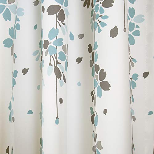 Lush Decor Weeping Flower Light Filtering Window Curtain Panels, Pair, 52" W x 84" L + 2" Header, Blue & Gray - Image 3