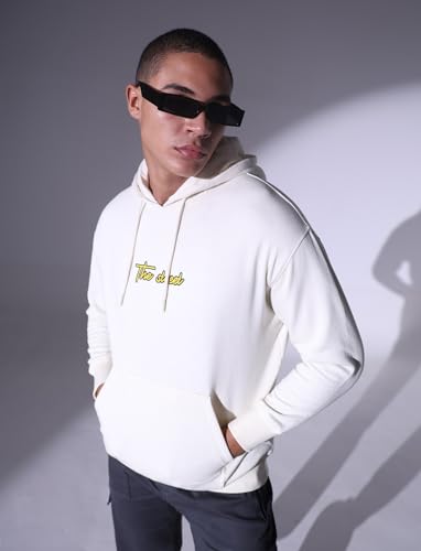 Image of Hubberholme White Men Oversized Hooded Sweatshirt HHMSSW23008 WH