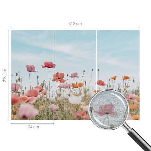 Tapisserie intissée haute qualité Tulup grand format 312x219 cm coquelicots