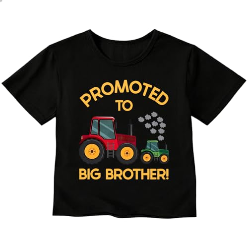 Baby Jungen T Shirt Baumwolle Kurzarm Traktor Bruder Geschwister Ankündigung Oberteil Freizeit