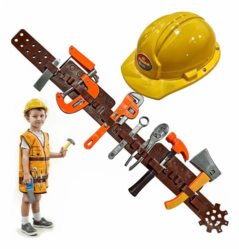 Kit Ferramenta Infantil Jogo com peças como Chave de Fenda Martelo Cinto e Capacete