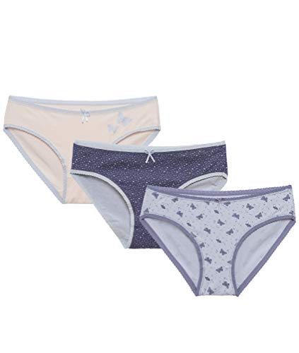 Channo Pack de 3 Bragas de Algodón Mujer con Estampados Diferentes Cómodas y Suaves (Butterfly, L)