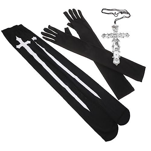 BESPORTBLE Disfraz De Monja Completo Medias Decorativas De Monja Collar De Cruz Accesorios De Fiesta