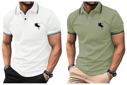Image of Lymio Men Cotton Loose T-Shirt || Plain || (Polo-18-21) Pack of 2