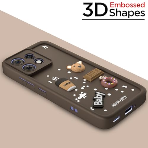 Image of Pikkme Back Cover for Moto Edge 50 Pro 5G | Cute Fun Cartoon 3D Bear Silicone Full Body Protection Bumper Cover (Brown)