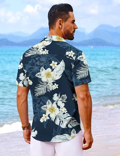 COOFANDY Mens Hawaiian Shirt Short Sleeve Button Down Shirts Tropical Floral Summer Beach Shirts4