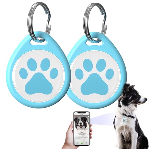 2 Pack-Custom pet Tags, Pet Id Tags for Dogs, Cat & Dog Collar Charm, Lightweight Sturdy Cute Cat Smart ID Tags, Personalized Dog Name Tags,Silent, Lightweight Durable,NO APP(Blue&Blue, 1.2")
