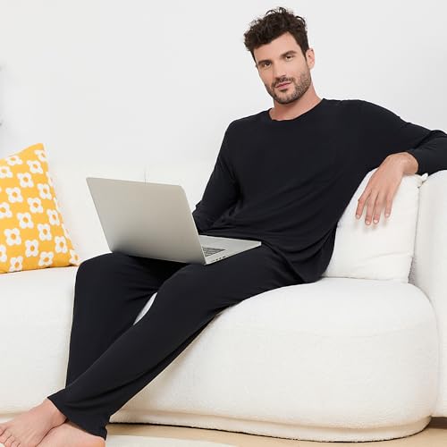 Vulcanodon Mens Pajama Sets, Soft Lounge Pajama for Men Warm Long Sleeve Sleepwear with Pockets4