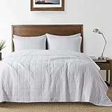 B2EVER White Quilt King Size Bedding Sets with Pillow Shams, Lightweight Soft Bedspread Coverlet, Qu