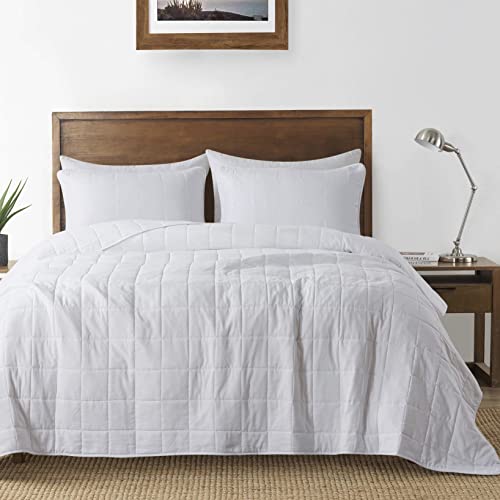 B2Ever White Quilt King Size Bedding Sets With Pillow Shams, Lightweight Soft Bedspread Coverlet, Quilted Blanket Thin Comforter Bed Cover For All Season Spring Summer, 3 Pieces, 104X90 Inches #TOP2