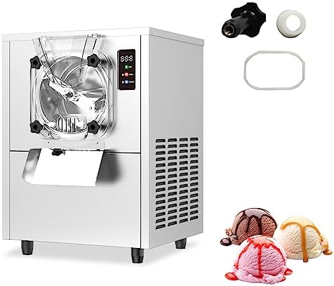 XPW Commercial Hard Serve Ice Cream Machine - 1400W 3.2 to 3.5 Gallons/H Gelato Ice Cream Maker with LED Panel Auto Clean Perfect for Snack Restaurants Bars Supermarket