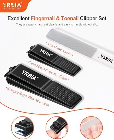 OREI YRBIA Nail Clipper Set: Ultra Sharp, Glass File