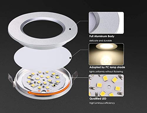 ALOVECO LED RV Boat Ceiling Light 12V LED Recessed Cabinet Lights Waterproof Ultra-Thin LED Interior Lighting for Motorhome Sailboat Yacht 3000K Warm White Case of 12 Packs - Thumbnail 6