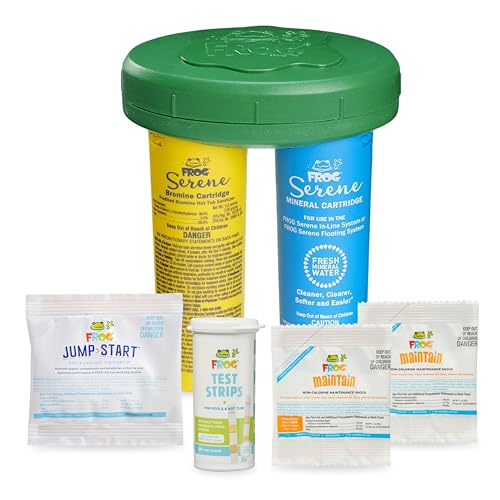 FROG Serene Floating System for Hot Tubs - Quick & Easy Prefilled Hot Tub Sanitizer - Hot Tub Maintenance System with Sanitizing Minerals & Bromine - Starter Bundle