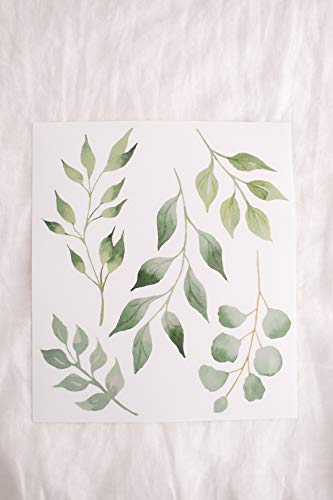 Modern Maxwell Wall Art Decals For Girls Nursery, Bedroom, Living Room Eden Greenery Leaf Room Sticker Set 44 Pieces #TOP6