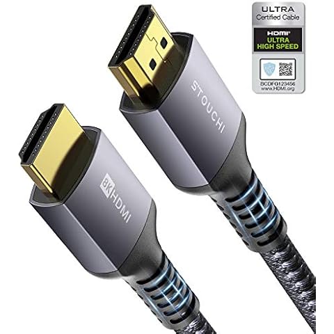 HDMI 2.1 Cable 2m(6Ft)Certified,Stouchi 10K 8K Ultra HD 48Gbps High Speed 10K 8K120 4K120 144Hz RTX 3080 eARC HDR10 4:4:4 HDCP 2.2&2.3 Dolby Compatible with Roku TV/PS5/Xbox Series X/Samsung/Sony/LG Cover
