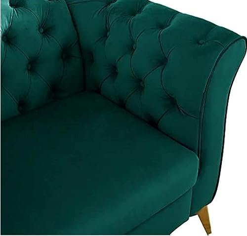 Image of Royale Curved Arm Tufted Three Seater Elegant Wooden Base Sofa in Wide Extravagant Fabric, Gives Luxurious Look for Home /Living Room /Office /Guest Room /Hotels