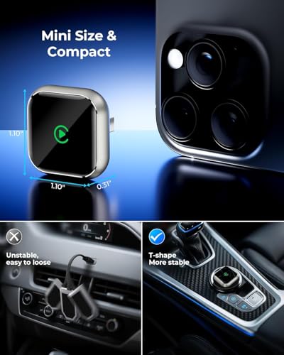 Wireless Carplay For Apple Iphone - Upgrade Wired Carplay To Wireless, Mini T-Shaped For Cars Usb Plug And Play Auto Reconnect, For Portable Automobile Gps Navigation Broadcast Gray - 3