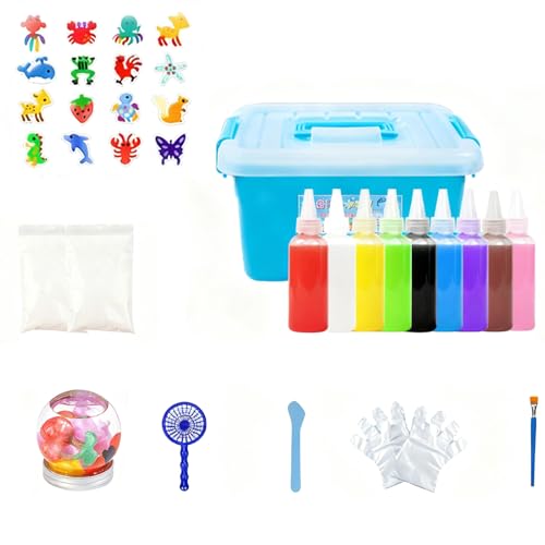 Genérico Magic Water Gel Toy Kit​ - DIY Squishy Making Kit​ with 12 Colors & 10 Molds for Creating Magic Water Elf​ and Aqua Fairy​ Designs, Games for children (60ml-9color)