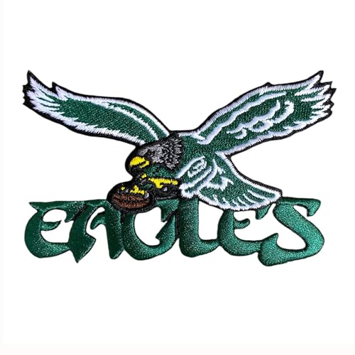 Green Bird Wing with Word Football Fanavorite Team Iron On Sew On Embroidered Patch