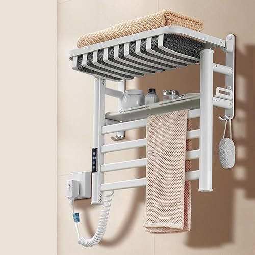 Sèche-serviettes électrique en aluminium avec minuterie et étagère
