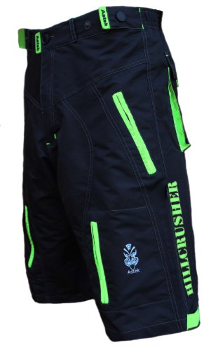 Astek Men's Neon Green Black MTB Baggy Padded Mountain Bike Shorts (XL)