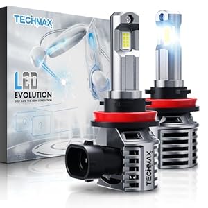 TECHMAX H11 Light Bulb, H8 H9 H11 Fog Light Bulb w/Fan 600% Bright 6500K Wireless Direct Insertion Plug and Play, Pack of 2