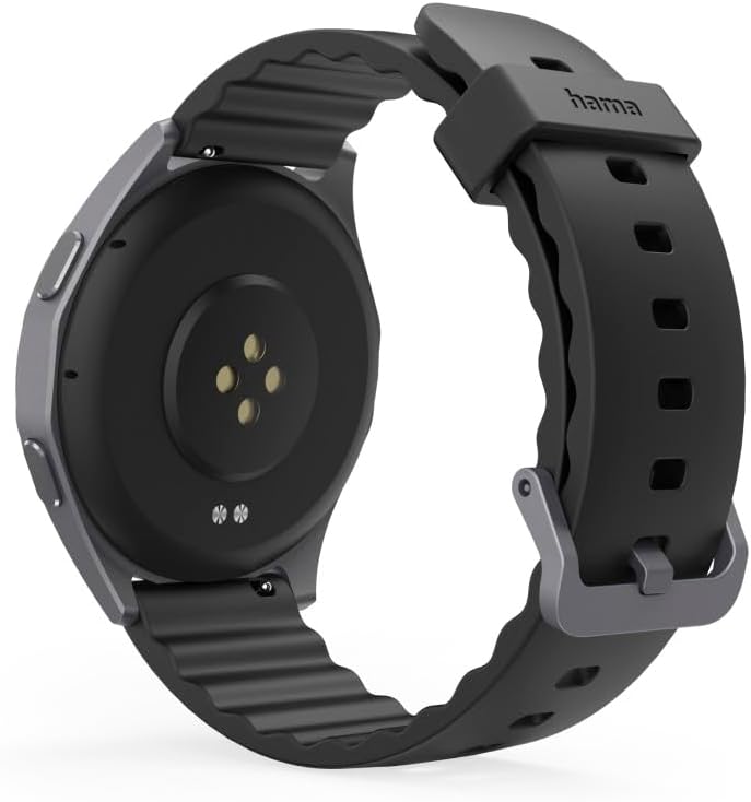 Back of Hama Smartwatch 7010 showing magnetic charging contacts