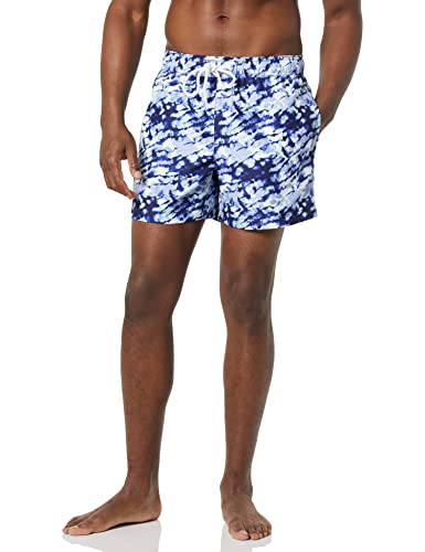 Amazon Essentials Shorts da Bagno da 13cm con Fodera Interna in Rete, Pantaloncini da Surf, Costume da Bagno per Nuoto e Spiaggia Uomo, Blu Marino Tie & Dye, L