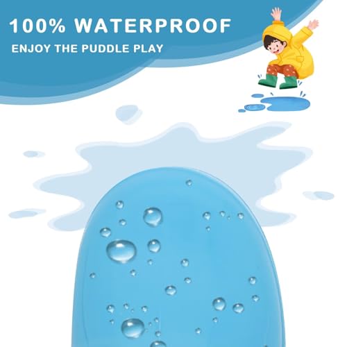 EUXTERPA Boys Girls Waterproof Rain Boots Kids Toddler Solid Color Boots with Easy On Handles3