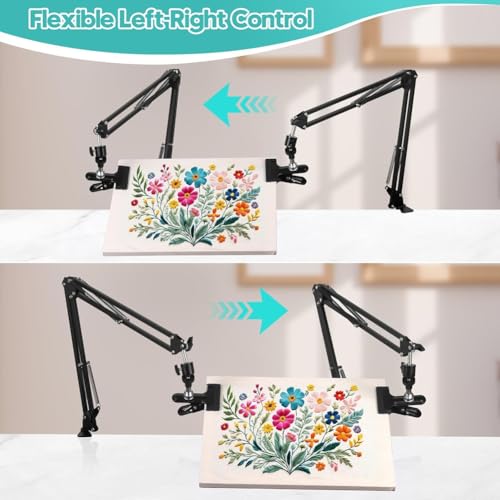 Support de cerceau de broderie main réglable et stable en métal noir