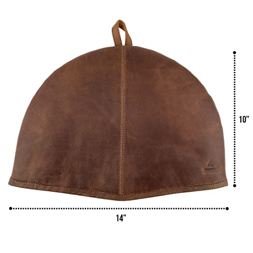 Cast Leather Co., Teapot Cosy Handmade From Full Grain Leather - Pot Cover To Insulate And Keep Liquids Warm - Tea Time Accessory, For Large And Small Teapots - Durable, Heat Resistant - Bourbon Brown #TOP6