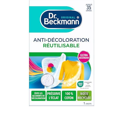 Dr. Beckmann - Lingette Anti-Décoloration Réutilisable x1 - Protection contre la décoloration et maintien de l'éclat des couleurs - Fibre 100% coton efficace...