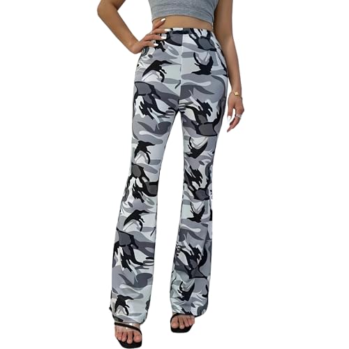 Women's Camouflage High Waisted Skinny Bell Bottom Flared Pants