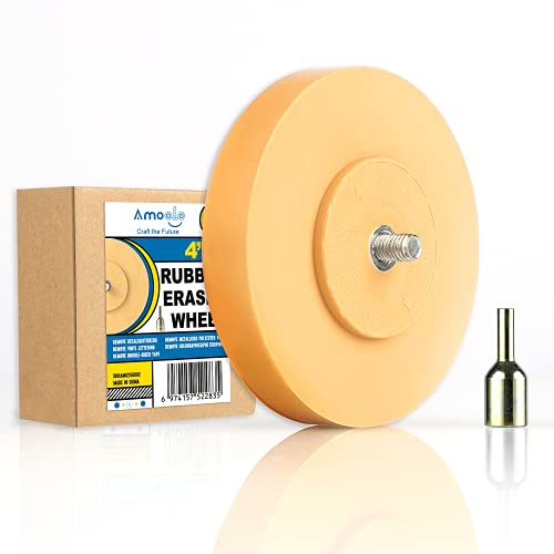 Amoolo Decal Remover Eraser Wheel,4”Rubber Wheel Car Sticker Removal Tool with Drill Adapter Kit,Adhesive Pinstripe Remover Wheel Vinyl Decal Remover for Cars,Rvs,Boats,Trucks,Buses,Bikes