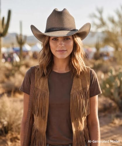 Image of Straw Cowboy Hat, Cattleman Crease 4.1 inch Wide Brim Western