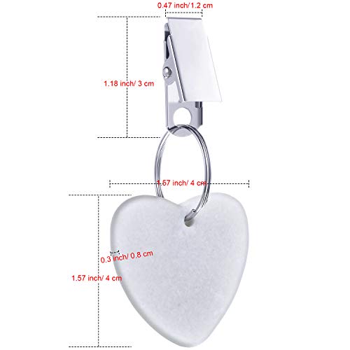 Eeoyu 8 Pieces Tablecloth Weights Hangers Heart Shape Stone Table Cloth Weights with Stainless Steel Clips White Heart Stone Tablecloth Weights Clips - Thumbnail 6