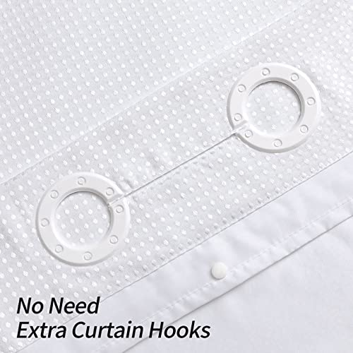 Mitovilla SC-2022060102-WHITE-72-74 No Hooks Needed White Waffle Shower Curtain Set With Snap-In Liner, Modern Waffle Weave Fabric Shower Curtains thumb #2