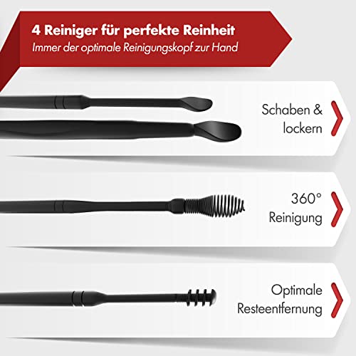 NEUMANN® Wiederverwendbares Ohrenreinigungs-Set - rostfreier Edelstahl - Handliche Aufbewahrungsbox (Schlinge, Spirale & Löffelform) Premium Ohrenschmalz-Entferner für Erwachsene [Schwarz Eloxiert]