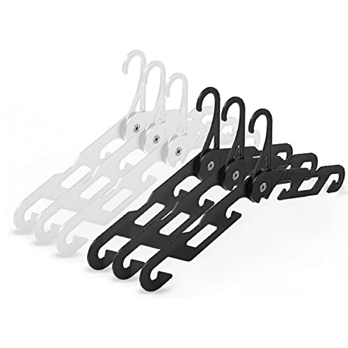 NICEDACK Premium Reisebügel Tragbare Klapp Kleiderbügel Super Bearing Collapsible Hanger Faltbare Kleidertrockner für Reisen, drinnen und draußen 6 Pack (3 Schwarz + 3 Weiß)