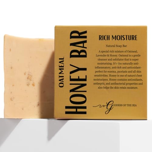 Oatmeal & Honey Bar Natural Soap for Eczema, Dry & Sensitive Skin | Moisturizing & Soothing Relief | Handmade with Organic Oats, Honey & Shea Butter | Gentle & Vegan (1)