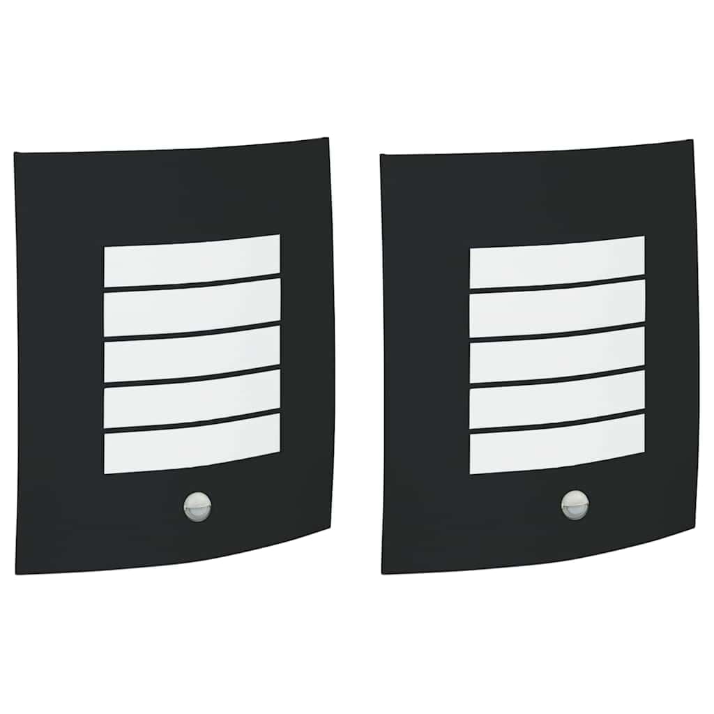 vidaXL Applique Murale Extérieure 2 pcs Noir 23.5 x 9 x 26 cm, Applique murale moderne, éclairage extérieur, design rectangulaire, compatibilité avec ampoule E27